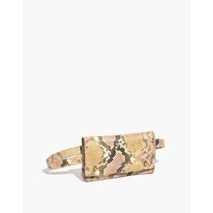 Madewell Leather Belt Bag in Blush Snakeskin Small